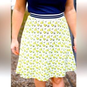 𝅺j Crew Lemon Print Pleated Skirt